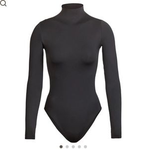 Black mock neck bodysuit